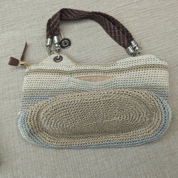 The Sak Indio Crochet Shoulder Handbag in Neutral/Beige and Sand - Picture 2 of 5